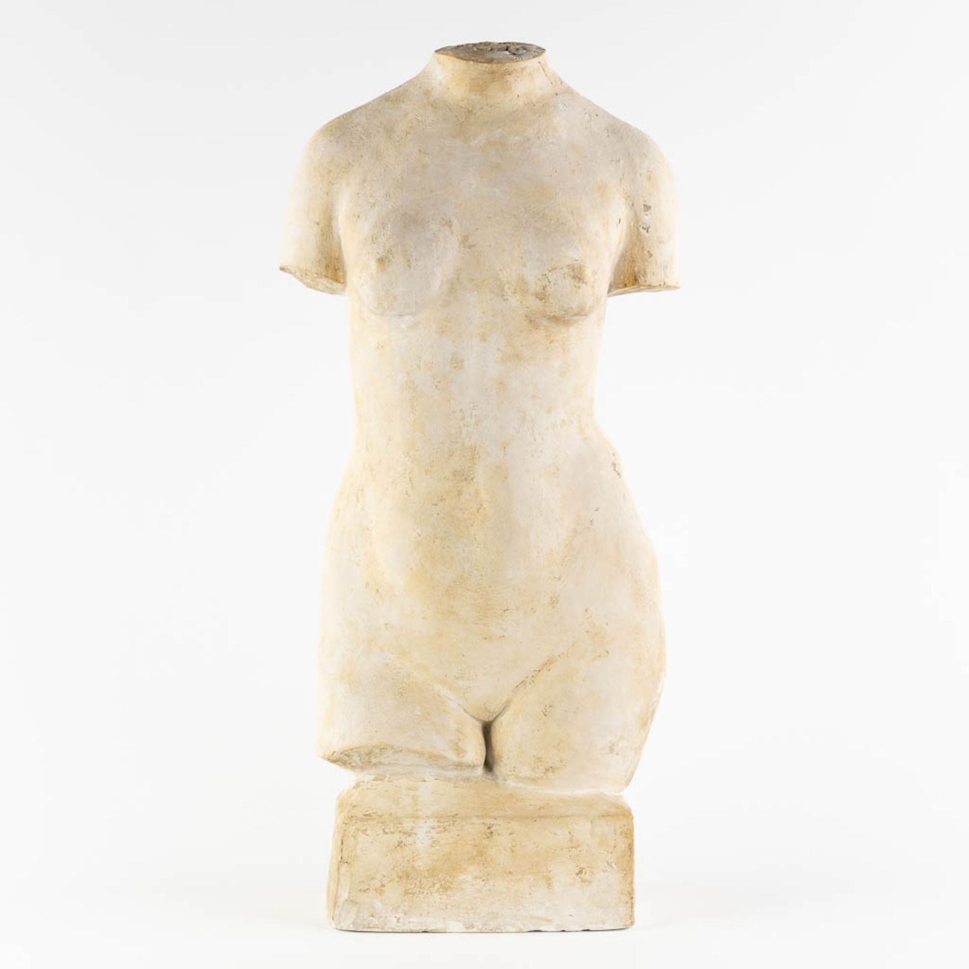 Louis DEJEAN (1872-1953) 'Torso of a lady' patinated plaster. (L:19 x W:25,5 x H:68 cm)