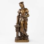 Alexandre FALGUIERE (1831-1900) 'Marguérite' patinated bronze, Maison Marnyhac, Paris. 19th C. (L:29