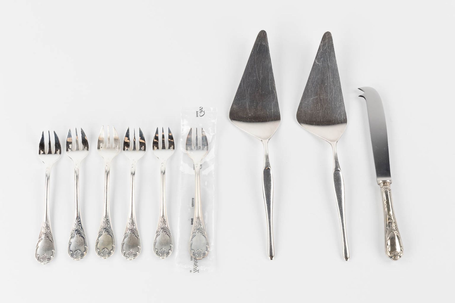 Christofle, Cluny, a coffeepot, milkjug and sugarpot, Marly spoons and Gallia serving spoon. (H:20 c - Image 14 of 26