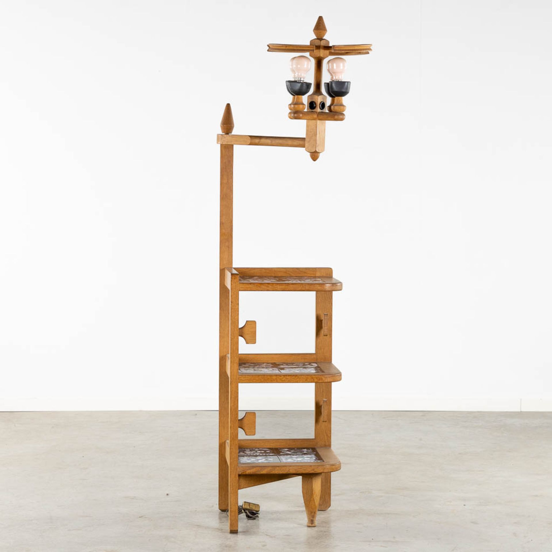 Robert GUILLERME &amp; Jacques CHAMBRON (XX) Floorlamp, wood and ceramic. Circa 1960. (L:45 x W:45 x - Image 6 of 13