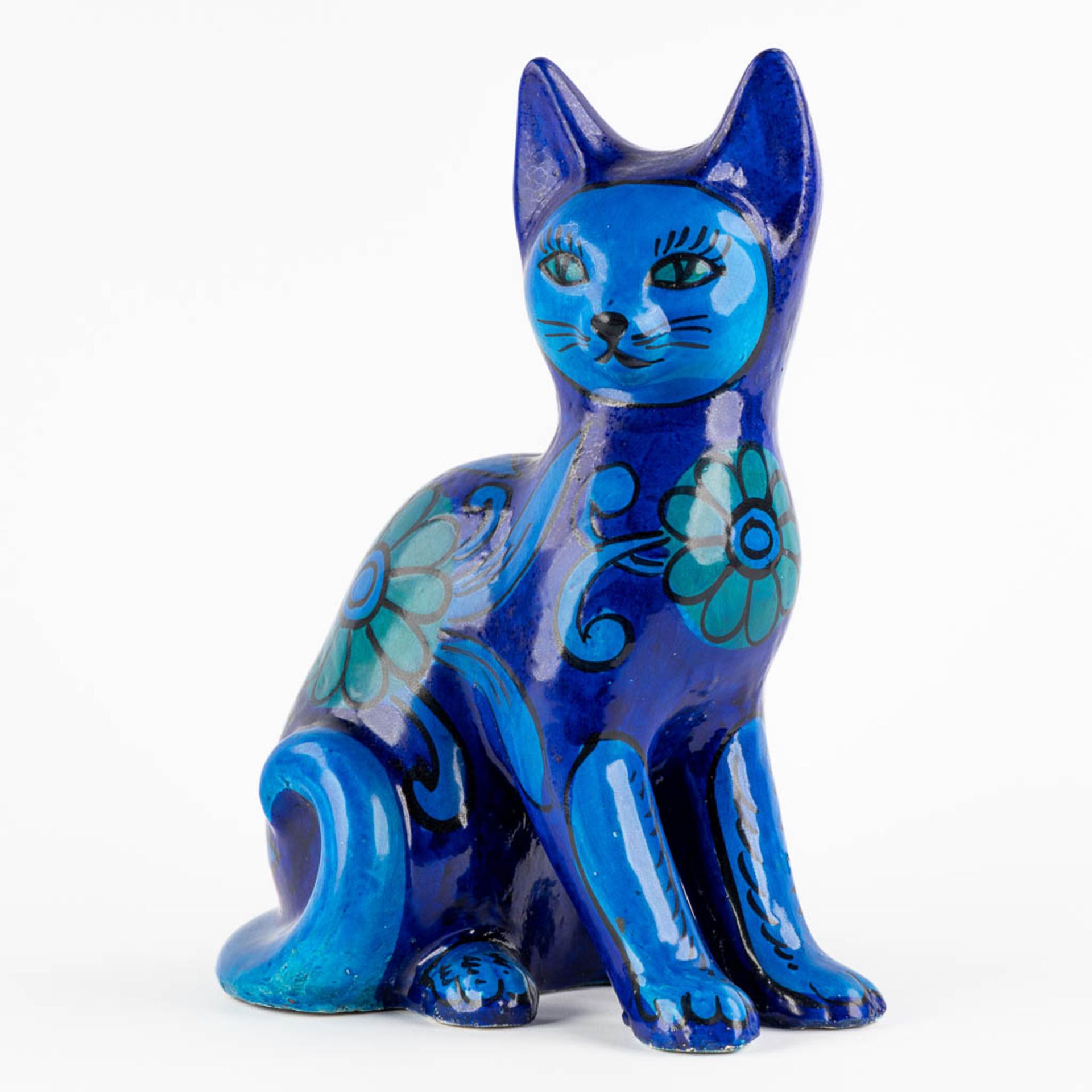 Bellini Italy, a ceramic figurine of a cat, circa 1970. (L:19 x W:28 x H:37 cm)