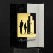 Yves Saint Laurent, a vintage illuminated advertising box. (L:15 x W:54 x H:72 cm)