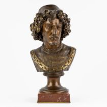 Émile CHATROUSSE (1829-1896)(Attr.) 'Bust of a Young Man' patinated and gilt bronze. (L:18 x W:23 x