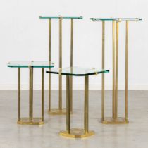 Peter GHYCZY (1940) 'Four Side Tables' bronze and glass. (L:41 x W:41 x H:93 cm)