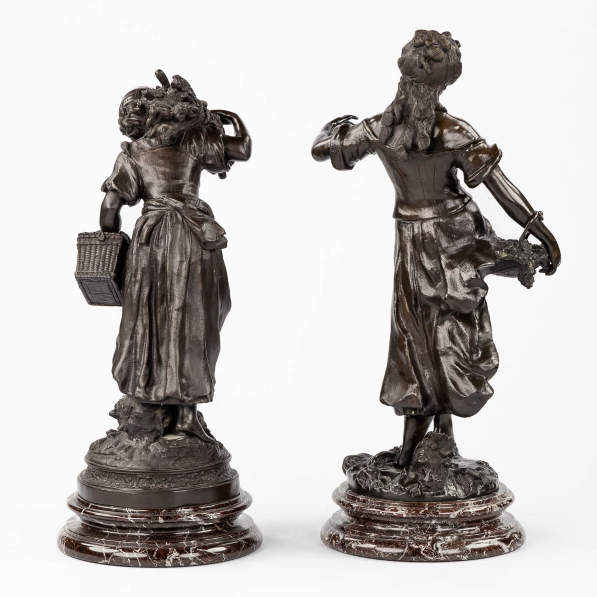 Auguste MOREAU (1834-1917) 'Two bronze figurines' posthumously cast. 20th C. (L:30 x W:38 x H:74 cm) - Image 4 of 12