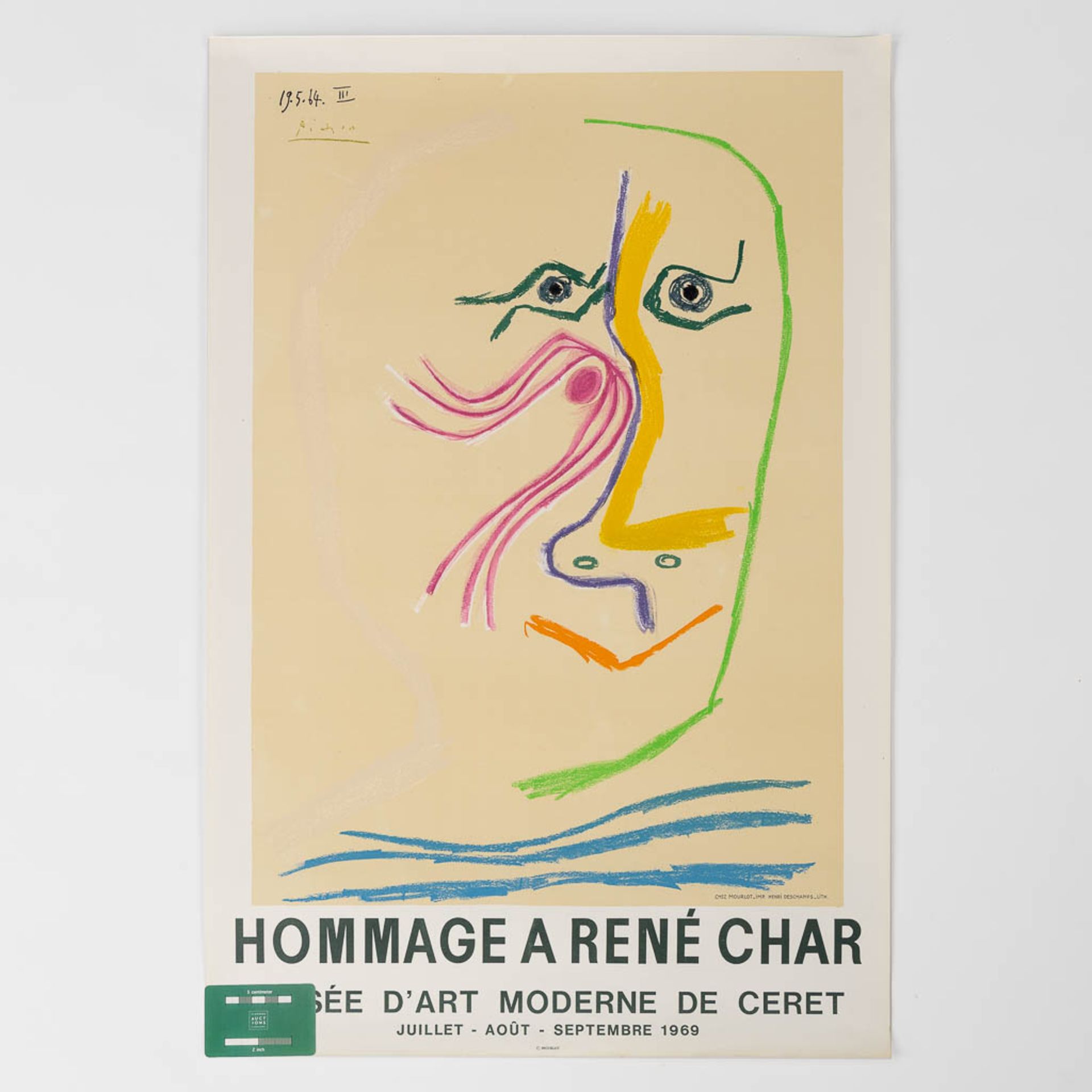 A vintage poster 'Hommage à René Char, Musée D'art moderne de Ceret, 1969', Pablo Picasso. (W:52,5 x - Image 2 of 8