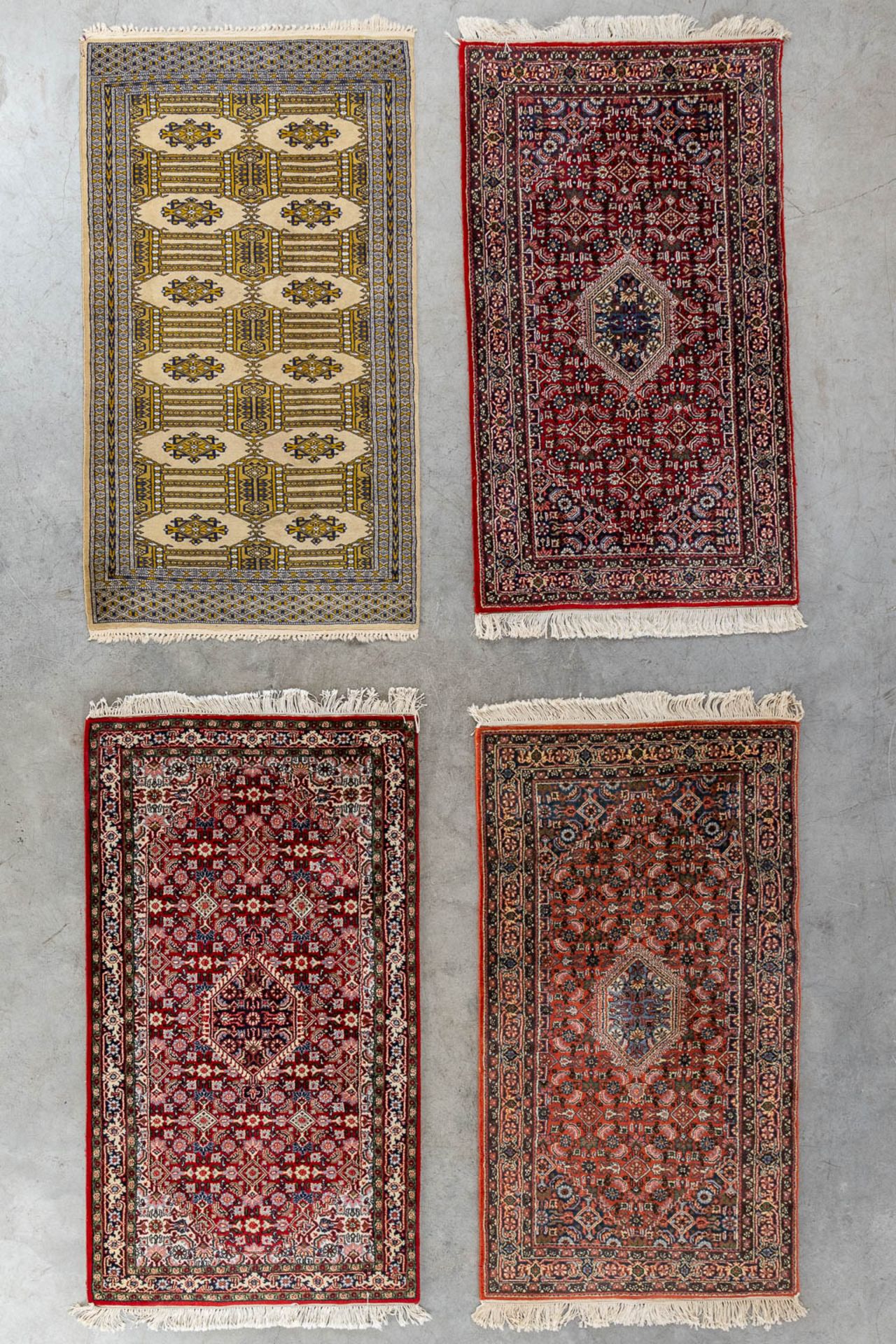 Four Oriental hand-made carpets. Bidjar and Afghan. (L:162 x W:95 cm)