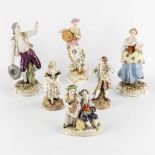 Six Polychrome porcelain figurines, Wilhemsfeld, Vienna, Haas &amp; Czjzek, Schlaggenwald. (W:22 x H