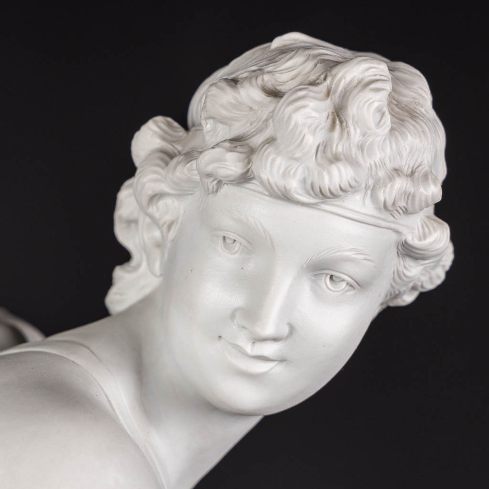 After Simon-Louis Boizot, Cupid, bisque porcelain. Probably made in Paris, France. (L:24 x W:28 x H: - Image 8 of 10