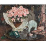 Jef VAN DE FACKERE (1879-1946) 'Still life with an elephant' oil on canvas. (W:90 x H:71 cm)