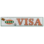 Visa Cigarettes, an enamel advertising billboard, Fluorec TPA 1961. (W:188 x H:40 cm)