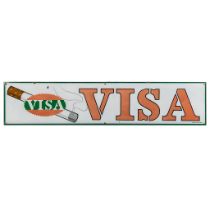 Visa Cigarettes, an enamel advertising billboard, Fluorec TPA 1961. (W:188 x H:40 cm)