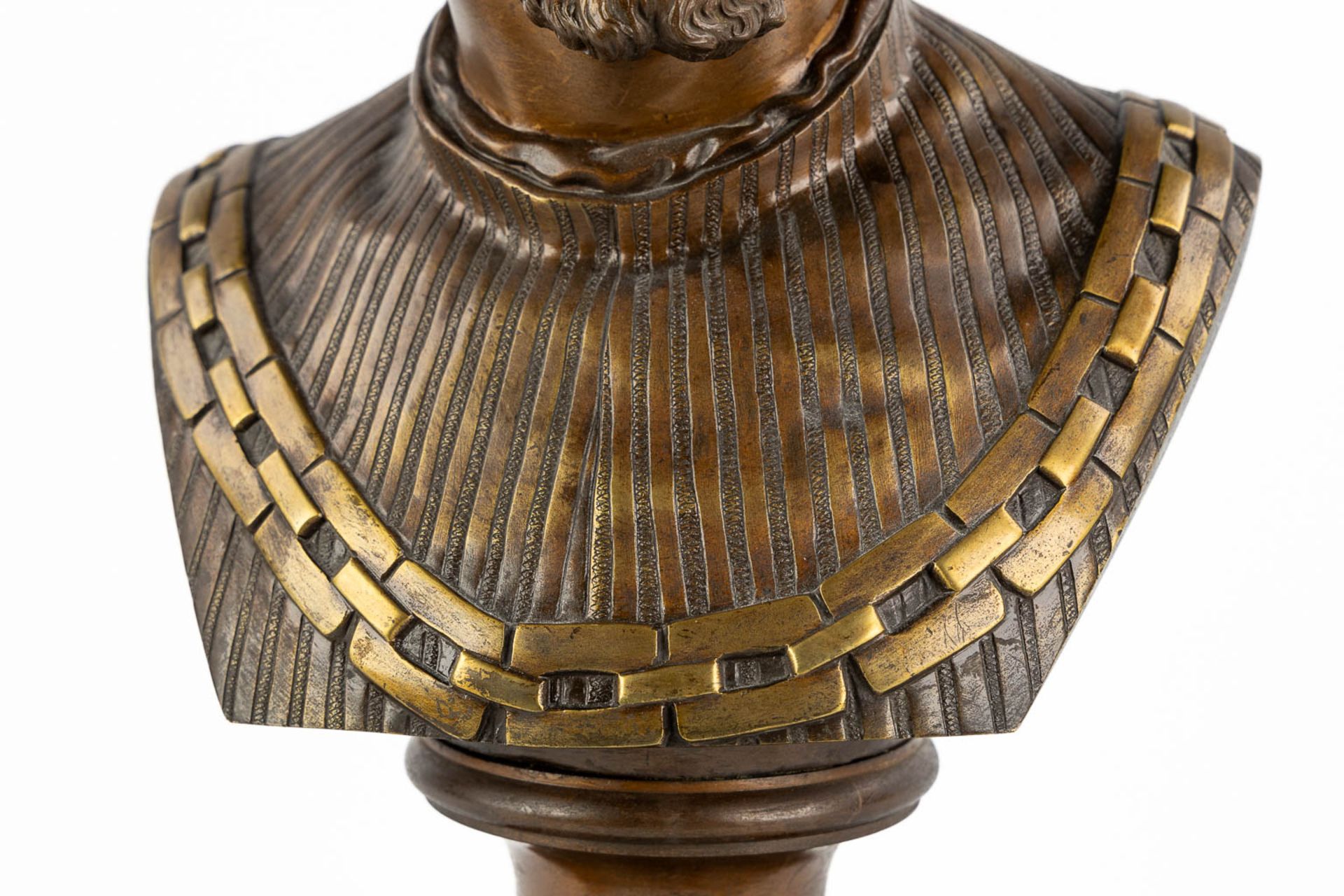 Émile CHATROUSSE (1829-1896)(Attr.) 'Bust of a Young Man' patinated and gilt bronze. (L:18 x W:23 x - Image 8 of 10
