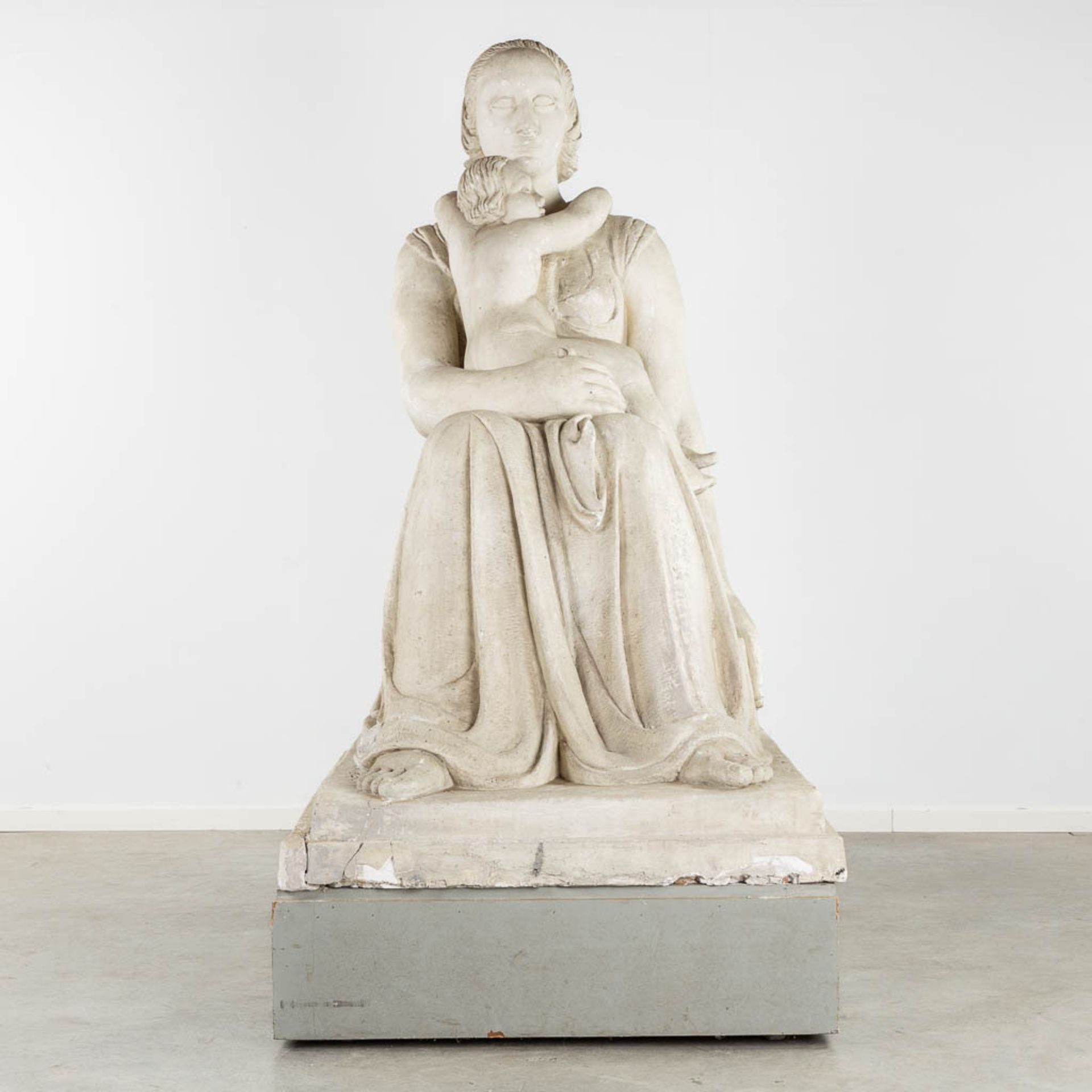 Karel AUBROECK (1894-1986) 'Mother and Child' an exceptionally large sculpture, plaster. (L:152 x W: