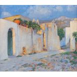 Enrico GARGIULO (1881-1948) 'Oriental city view' oil on canvas. (W:48 x H:41 cm)