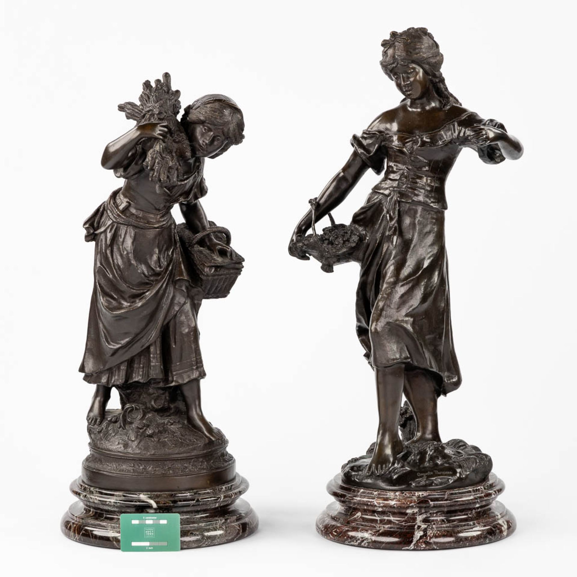 Auguste MOREAU (1834-1917) 'Two bronze figurines' posthumously cast. 20th C. (L:30 x W:38 x H:74 cm) - Image 2 of 12
