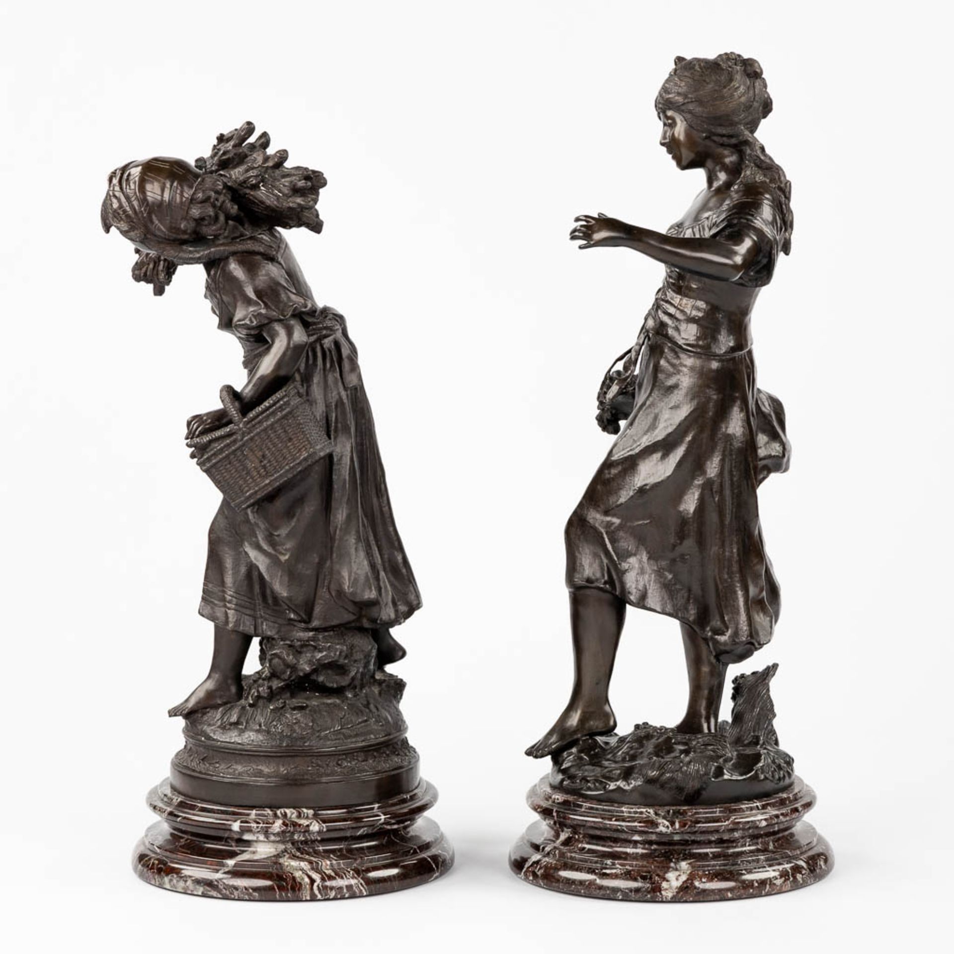 Auguste MOREAU (1834-1917) 'Two bronze figurines' posthumously cast. 20th C. (L:30 x W:38 x H:74 cm) - Image 5 of 12