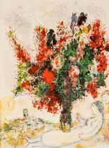 Marc CHAGALL (1887-1985) 'Flower Vase with a lady' a lithograph. (W:55,5 x H:75 cm)