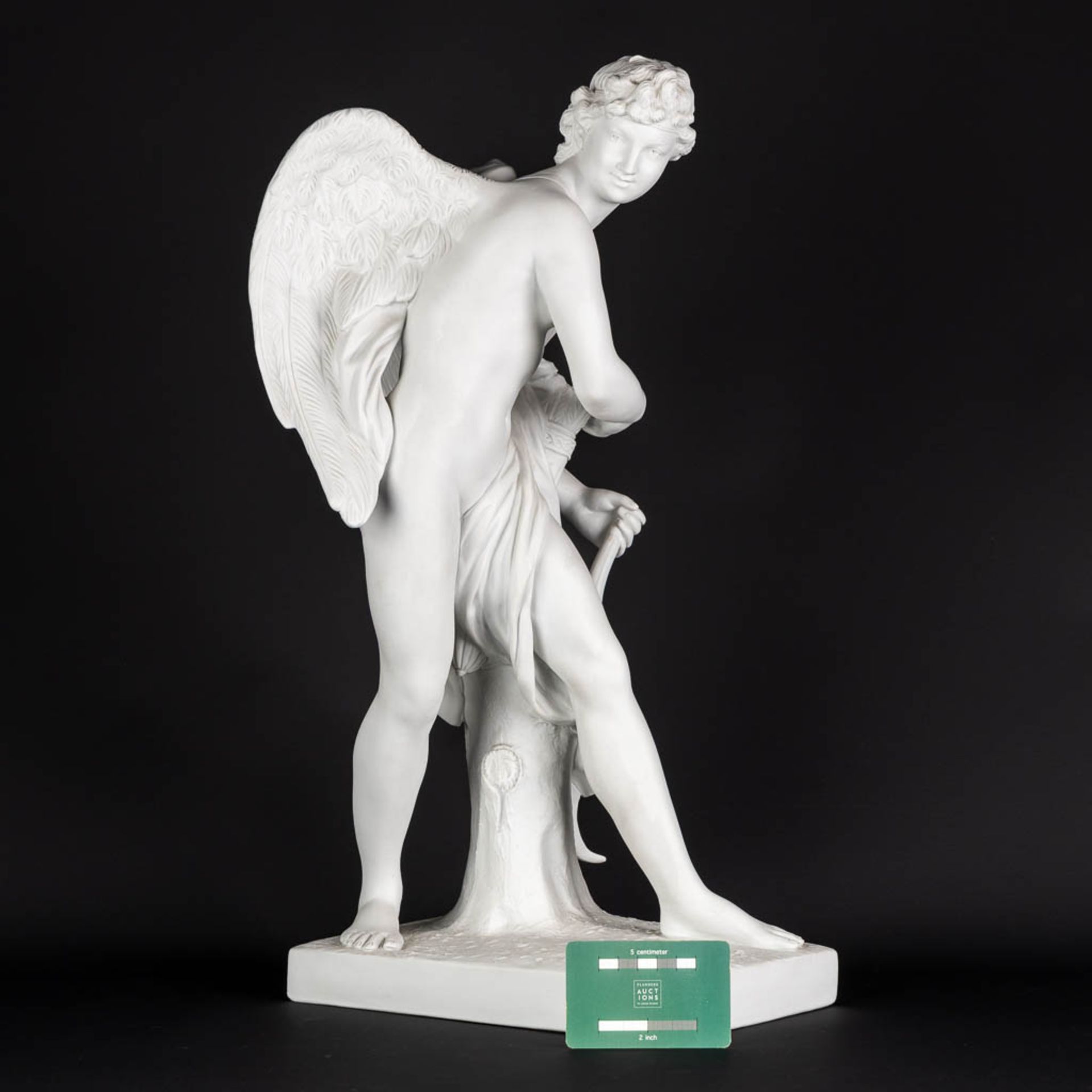 After Simon-Louis Boizot, Cupid, bisque porcelain. Probably made in Paris, France. (L:24 x W:28 x H: - Image 2 of 10