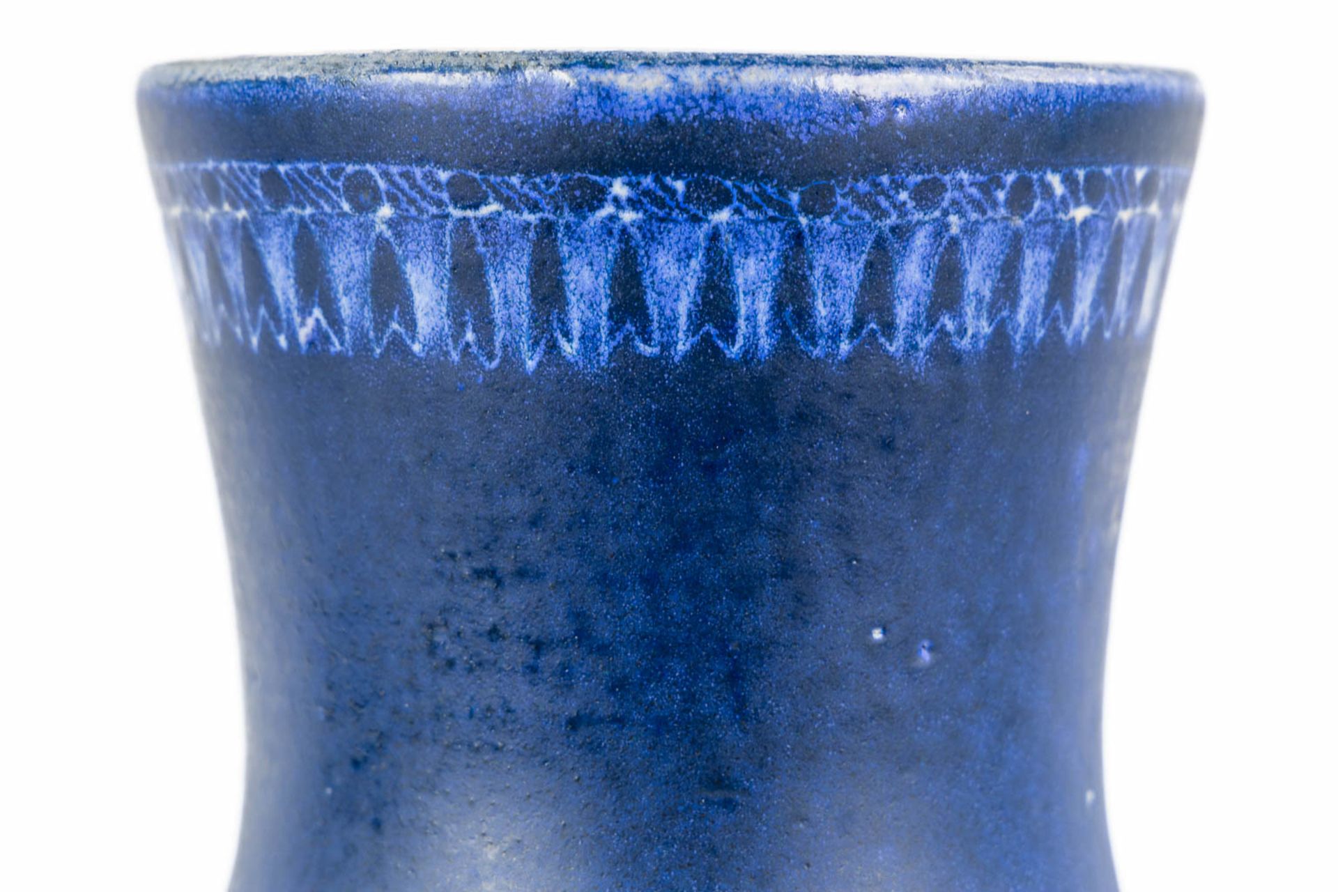 A vase with blue glaze, glazed ceramics for Perignem. From the early periods. (H:31,5 x D:18 cm) - Image 10 of 11
