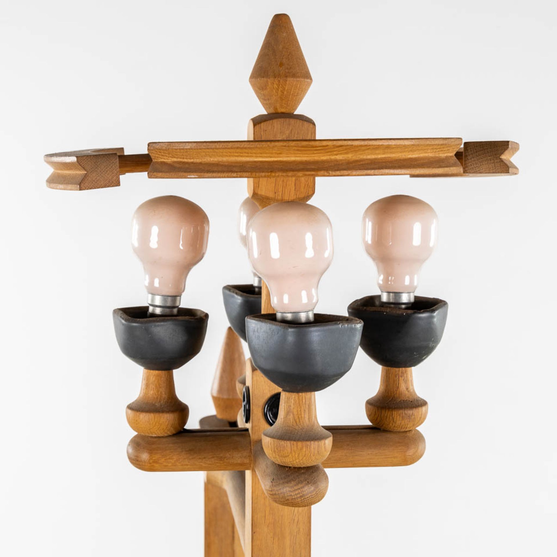 Robert GUILLERME &amp; Jacques CHAMBRON (XX) Floorlamp, wood and ceramic. Circa 1960. (L:45 x W:45 x - Image 12 of 13