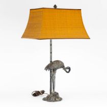 Maison Bagues (Attr.) 'Heron table lamp' silver plated bronze. Circa 1940. (L:14 x W:21 x H:70 cm)