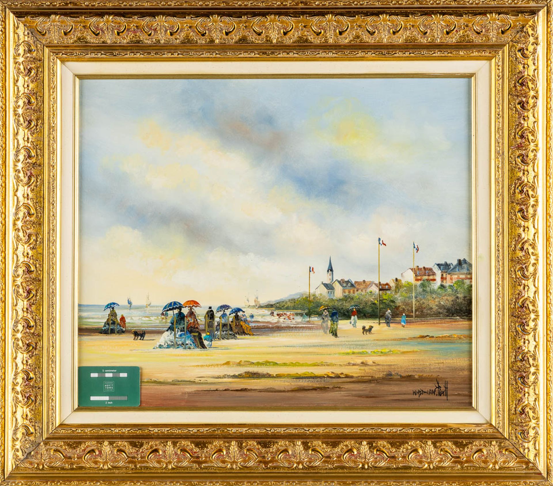 Roch KORDIAN (1950) 'View of the beach' oil on canvas. (W:55 x H:46 cm) - Image 2 of 8
