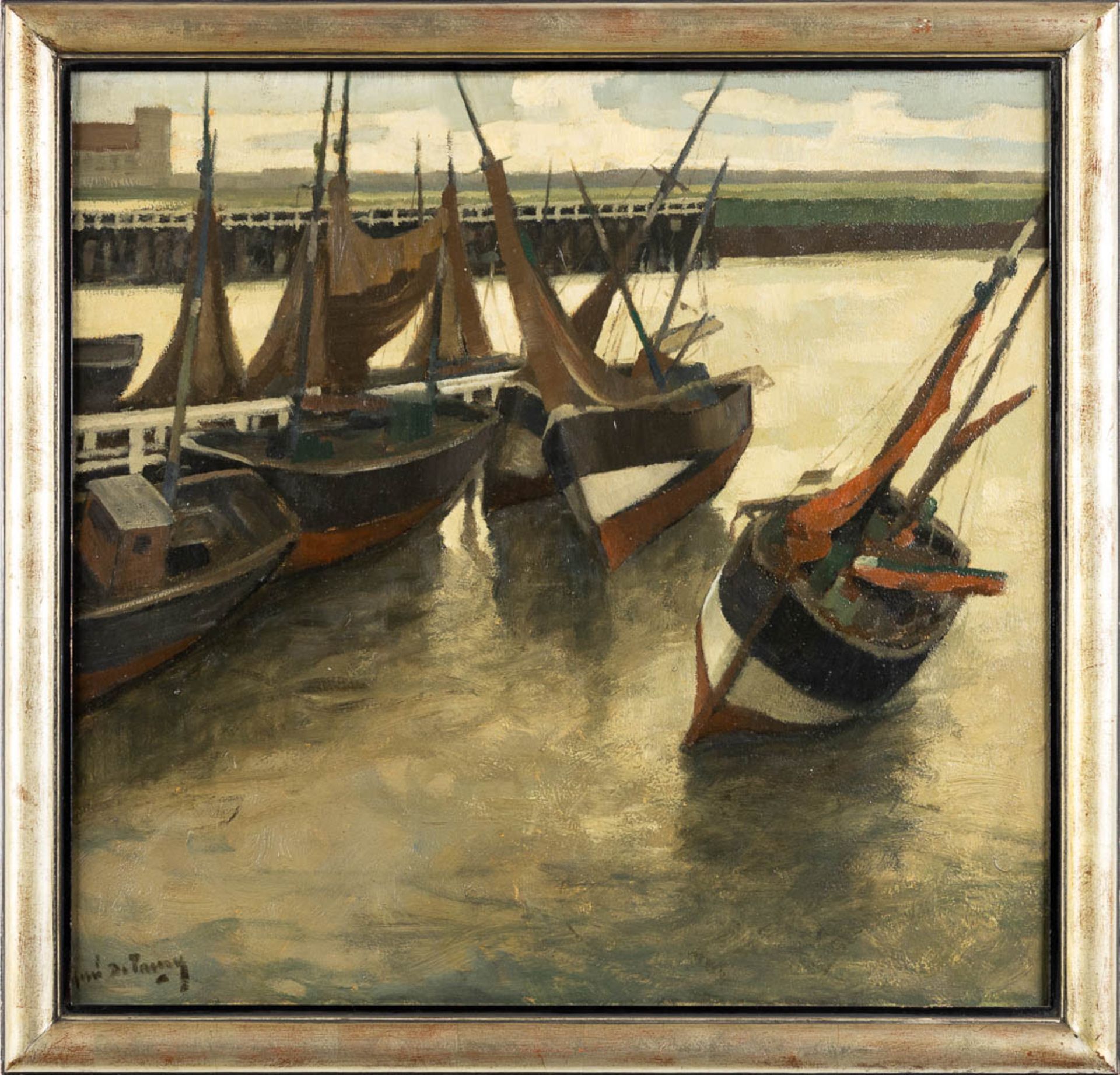 A decorative pair of paintings, 'Marine', oil on panel. Signed 'Henry De Tanoy'. (W:61 x H:59 cm) - Image 4 of 12