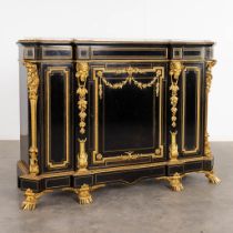 An antique dresser, richly mounted with gilt bronze, mythological figurines and Carrara marble. Napo
