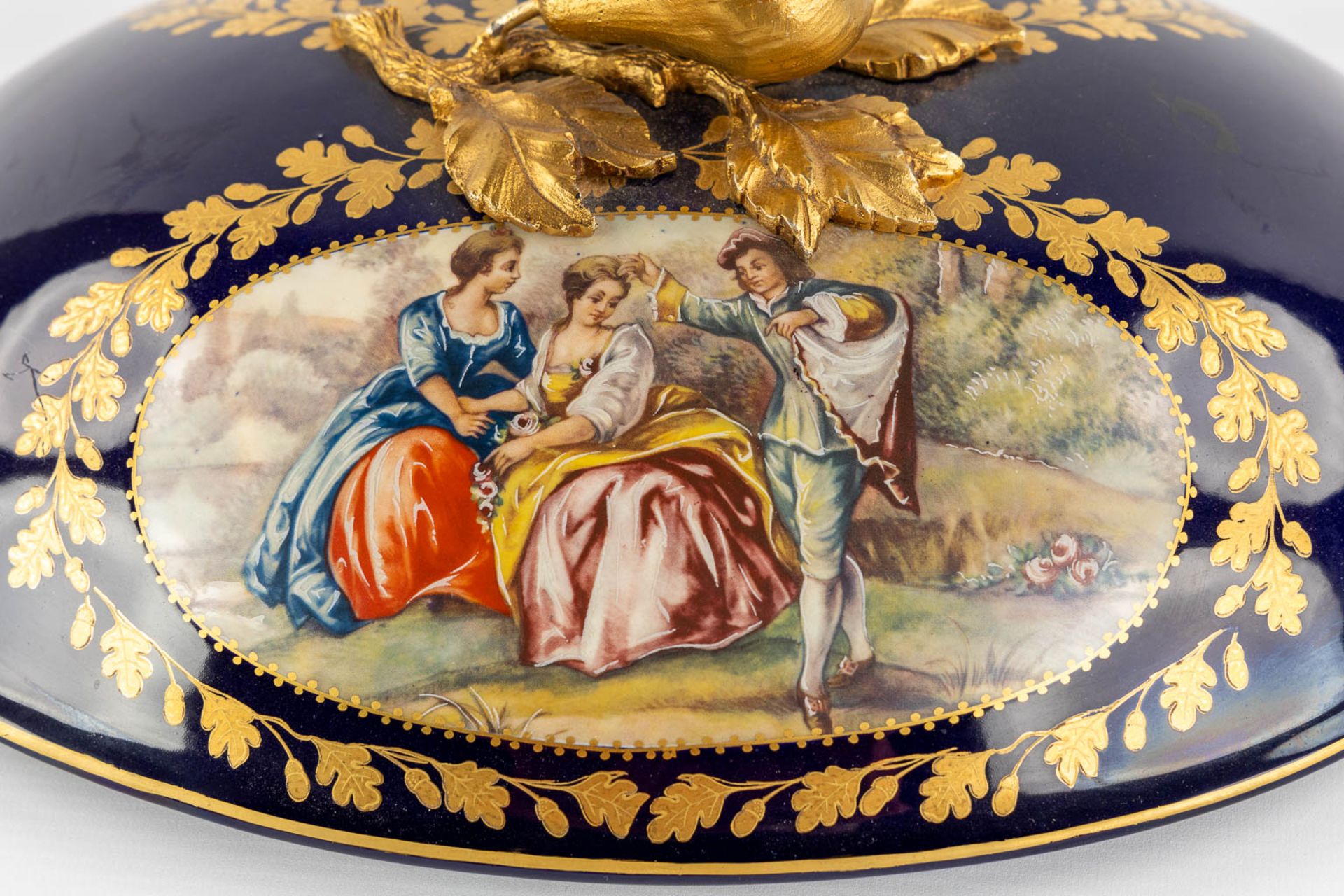 A.C.F. Sèvres, 4 items, cobalt-blue and bronze mounted porcelain. (L:29,5 x W:41 x H:26 cm) - Image 17 of 27
