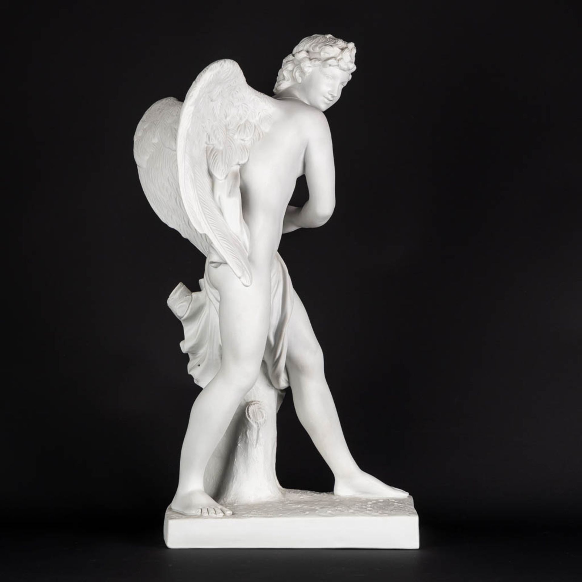 After Simon-Louis Boizot, Cupid, bisque porcelain. Probably made in Paris, France. (L:24 x W:28 x H: - Image 3 of 10