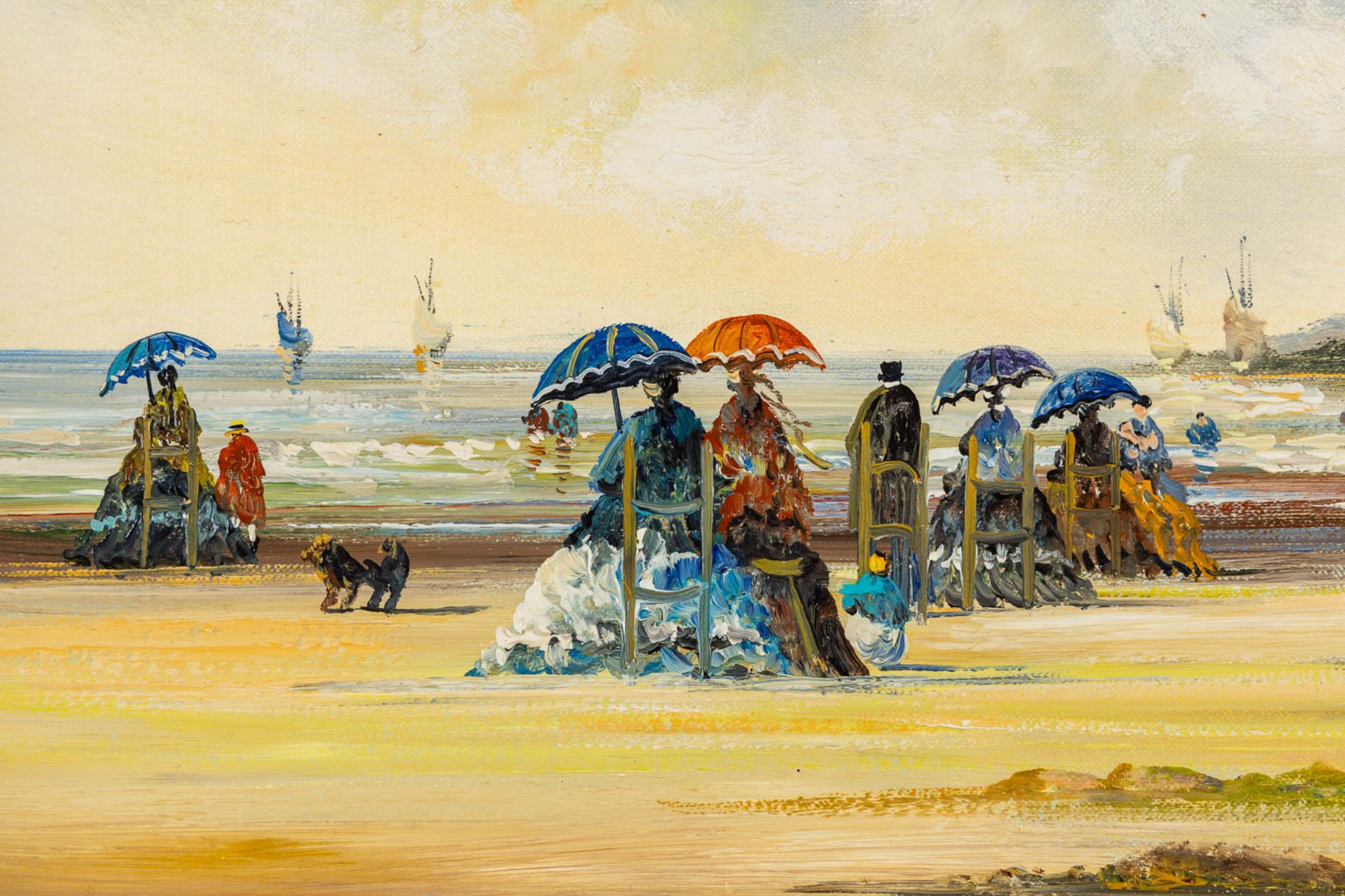 Roch KORDIAN (1950) 'View of the beach' oil on canvas. (W:55 x H:46 cm) - Image 4 of 8