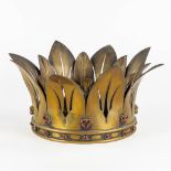 An antique and large bronze crown for a statue, decorated with cabochons. Circa 1900. (H:19 x D:40 c