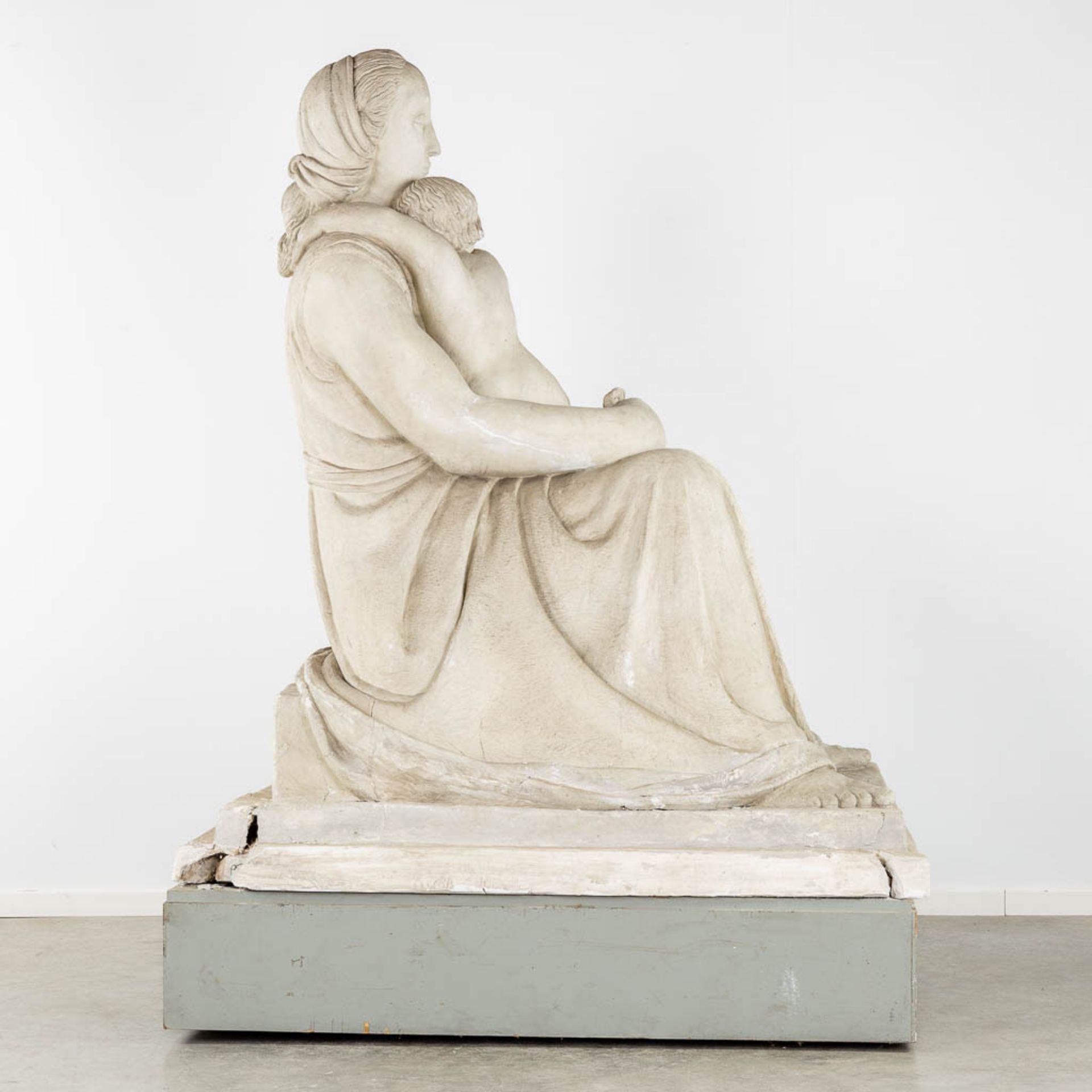 Karel AUBROECK (1894-1986) 'Mother and Child' an exceptionally large sculpture, plaster. (L:152 x W: - Image 4 of 16