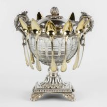 A silver 'Confiturier' with added spoons, France. 950/1000. (L:15 x W:22 x H:24 cm)