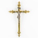 A procession crucifix with corpus christi. Brass and silver-plated metal. (W:28 x H:46 cm)
