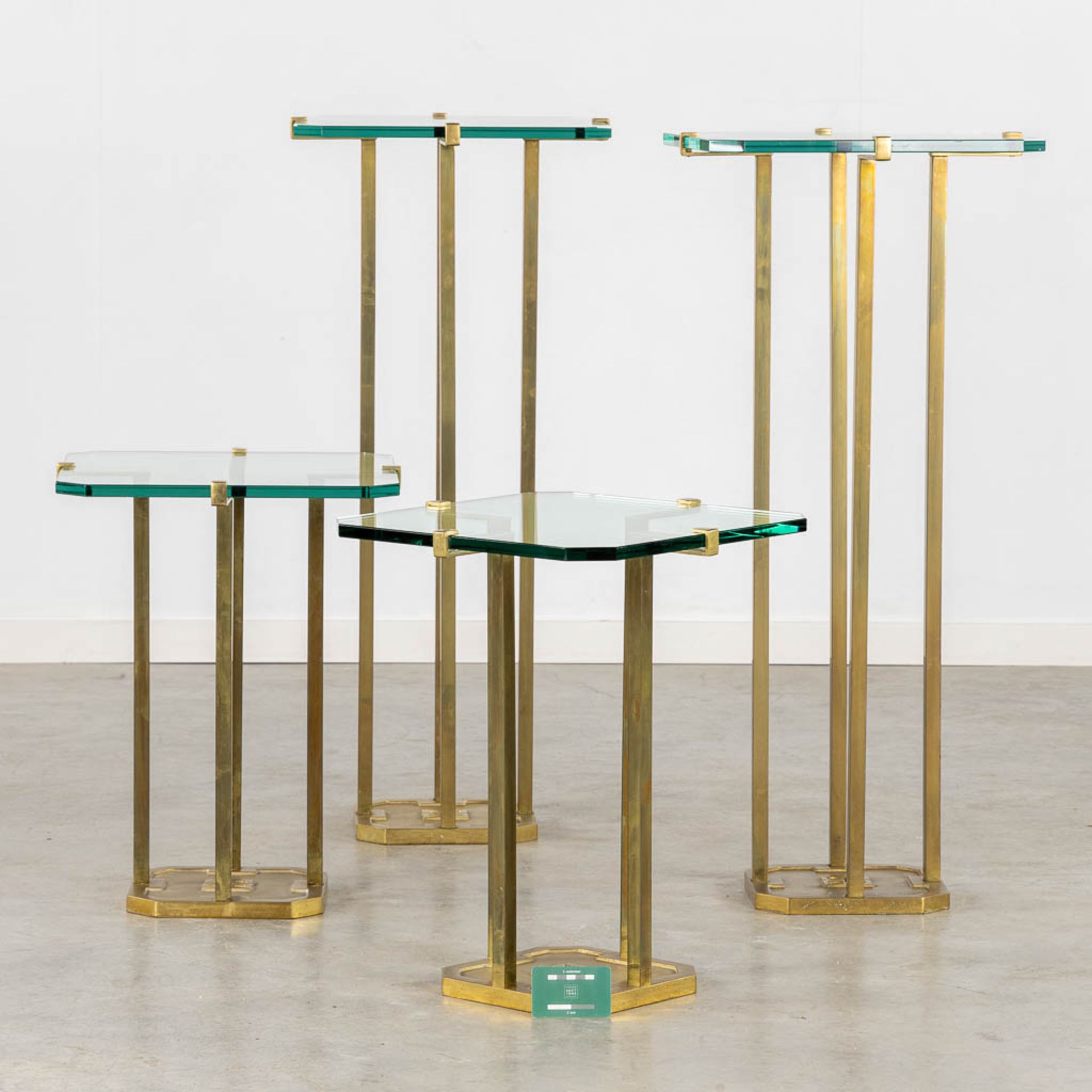 Peter GHYCZY (1940) 'Four Side Tables' bronze and glass. (L:41 x W:41 x H:93 cm) - Image 2 of 12