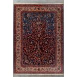 An Oriental hand-made carpet, Kashan Mehrab, wool. (L:209 x W:150 cm)