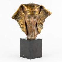 Giuseppe CARLI (1915-1987) 'Head of an Egyptian' patinated terracotta. (L:17 x W:27 x H:23 cm)