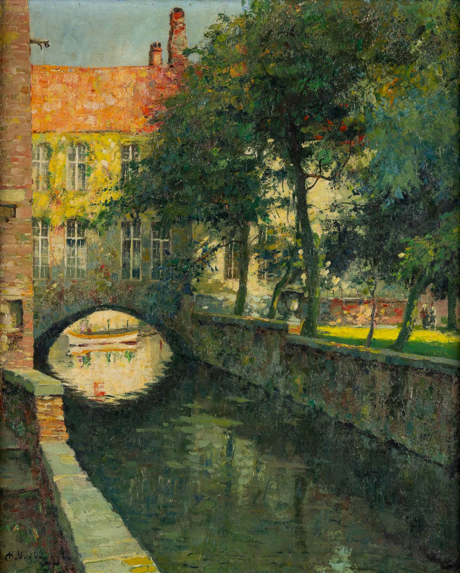 Charles Henri VERBRUGGHE (1877-1974) 'Pont De Gruuthuuse' oil on panel. (W:50 x H:60 cm)