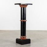 A large red and black marble pedestal. Circa 1900. (L:31 x W:40 x H:115 cm)