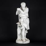 Carlo NICOLI Y MANFREDI (1843-1915) 'Le Travail' bisque porcelain. (L:35 x W:30 x H:88 cm)