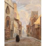 Rodolphe WYTSMAN (1860-1927) 'A Beguine walking down the Katelijnestraat, Brugge' oil on canvas. (W: