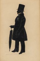 Augustin EDOUART (1788-1861)(attr.) 'Noble Man with Umbrella', a collage. (W:20 x H:28 cm)