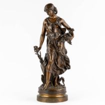 Hippolyte MOREAU (1832-1927) 'Printemps' patinated bronze. (H:68 x D:20 cm)