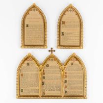 A set of 'Canon Boards' gilt brass in Gothic Revival style. 20th C. (W:43 x H:31 cm)