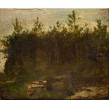 Hippolyte BOULENGER (1837-1874) 'Forest View' oil on canvas. (W:35 x H:30 cm)