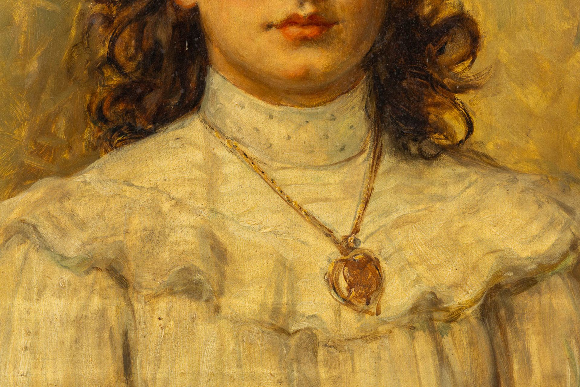 Léon HERBO (1850-1907) 'Portrait of a girl' oil on canvas. 1903. (W:67 x H:100 cm) - Image 5 of 10