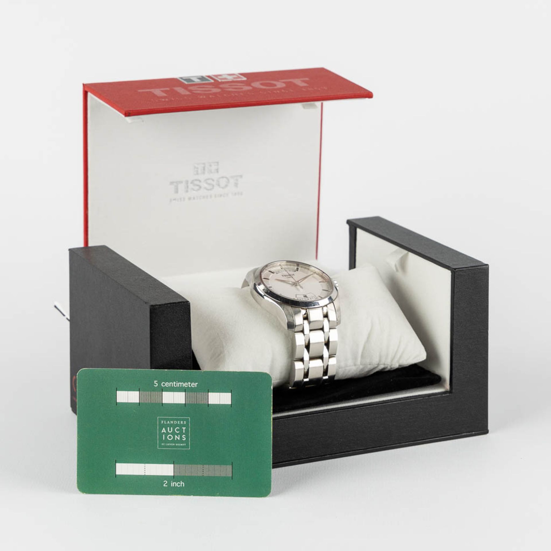 Tissot Couturier, a men's wristwatch, white dial day date with an automatic movement. Box and papers - Image 2 of 14