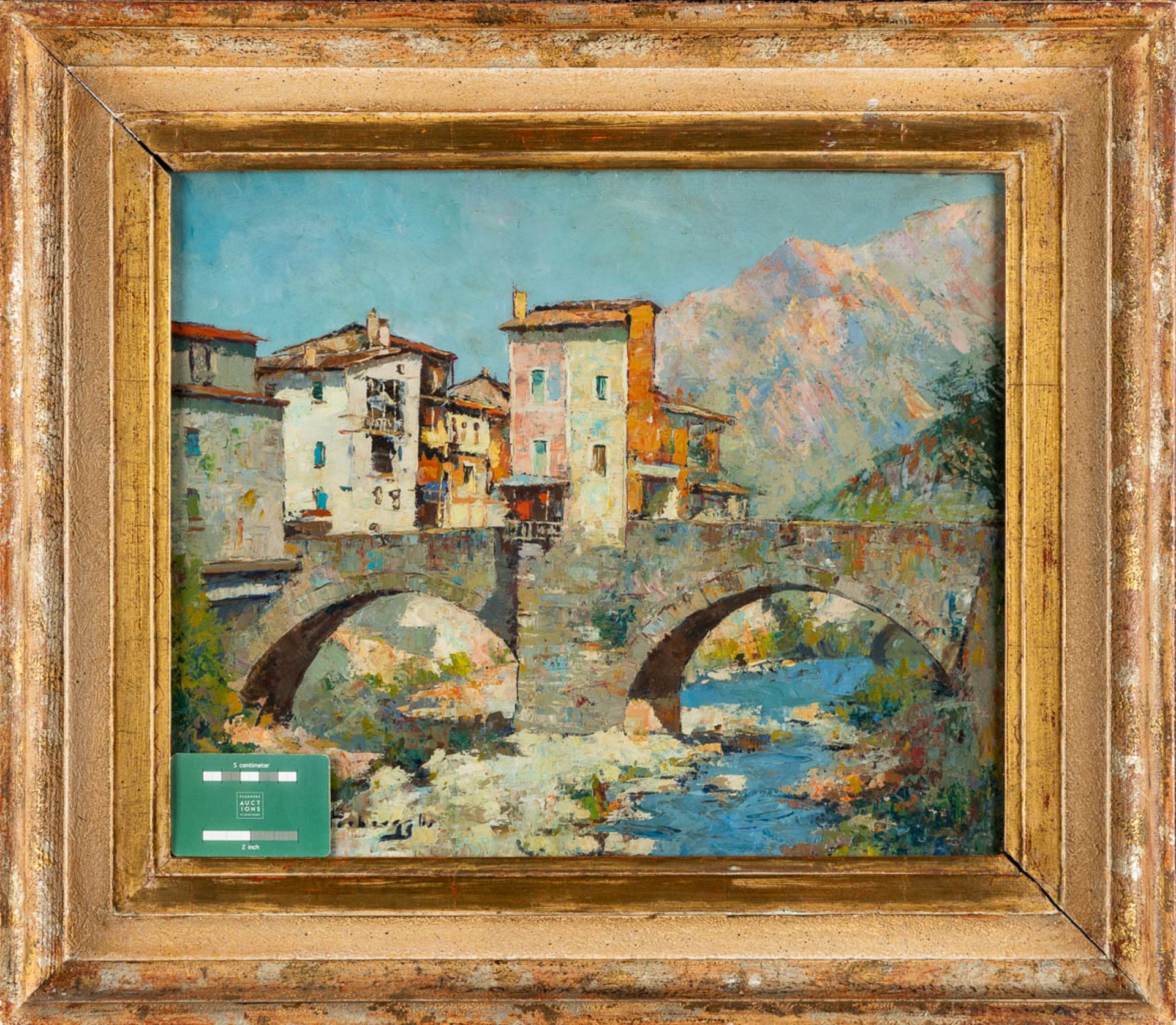 Charles VERBRUGGHE (1877-1974) 'Sospel Sur Bévéra' oil on board. (W:47 x H:39 cm) - Bild 2 aus 6